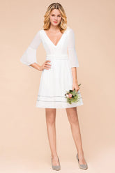 Chiffon Knee Length Simple Daily Casual Dress Beach Bridesmaid Dress