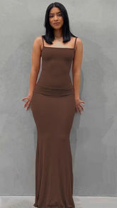 Vestido de fiesta largo con tirantes finos y corte sirena, sexy, Y566