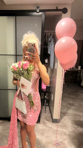 Pink Birthday Outfit Dress Sexy Pink Homecoming Dress Y1923