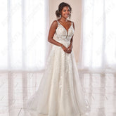 Boho Wedding Dresses Spaghetti Straps A-Line Applique Bride Gowns Sexy Backless Sleeveless Tulle robe de mariée