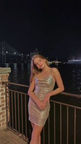 New Years Eve Outfit Dress Spaghetti Straps Sequins Party Dress Tight Homecoming Dress Y479