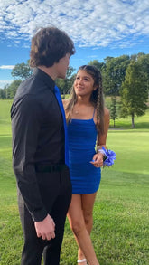 Royal Blue Sleeveless Dress Cute Homecoming Dress Mini Dress Y1619