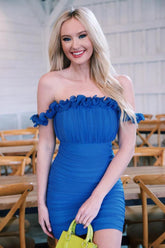 Unique Blue Off The Shoulder Homecoming Dresses Mini Tight Party Dress Dresses Y1914