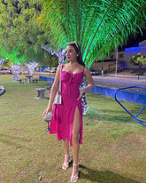 Side Slit Sleeveless Midi Dress Short Evening Dress Y1336