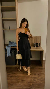 Elegant Black Strapless Evening Dress,Black Party Dress Y1335