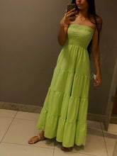 Bohemian Green Strapless Long Evening Dress,Beach Dress Y1334