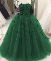 sweetheart green ball gown quinceanera dresses with flowers Y1622