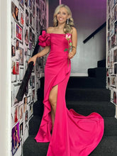 Gail | One Shoulder Mermaid Fuchsia Evening Long Dress with Slit