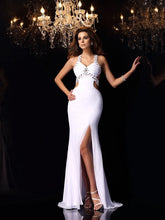 Gorgeous Mermaid Straps Ruffles Sleeveless Long Chiffon Prom Dresses