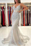 Gorgeous Spaghetti Straps Sleeveless Mermaid Floor-Length Lace Prom Dresses