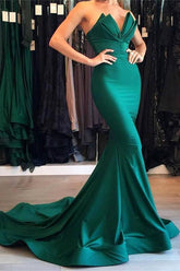 Green Mermaid Evening Gown Long Party Gowns