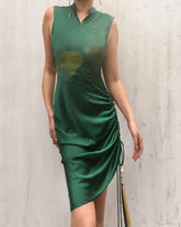 Green Mulberry Silk Qipao Dress
