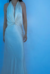 100% Mulberry Silk Jewel Halter Neck Dress Gown