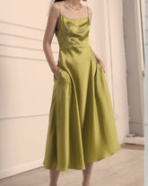 Jelena Green Mulberry Silk Slip Dress