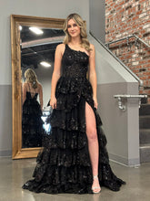 Livia |Sheath One Shoulder Tiered Lace Long Prom Dress