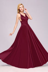 Spaghetti Straps Satin Long Bridesmaid Dresses Prom Party Gown