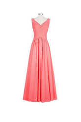 Long Chiffon Straps V-neck Bridesmaid Dresses BD013