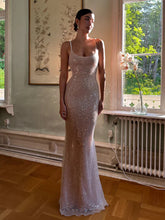 McKoye| Simple Pink Mermaid Straps Sequin Prom Dresses With Split