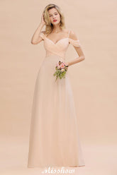 Off Shoulde straps Aline Bridesmaid Dress Chiffon Maid of Honor Dress