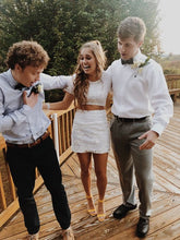 Two Piece White Lace Homecoming Dress Charming White Party Dress Y968