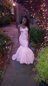 Elegante vestido de noche de sirena rosa. Encantador vestido de noche rosa Y940.