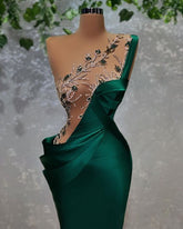 Glamorous Emerald Green Satin Evening Dress ,Sexy Pageant Dress Y757