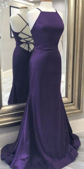 Mermaid Purple Evening Dress With Lace Up Back Prom Dress Y1055
