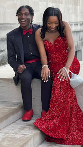 Shiny Mermaid Red Pailletten Abendkleid Elegante Formale Kleid Y663