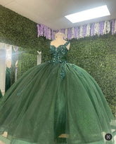 One Shoulder Green Quinceanera Dress Green Ball Gown Y612