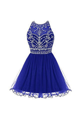 Royal Bule Tulle Homecoming Dresses 2016 Short Prom Gowns PG045