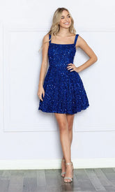 Sequin Graduation Dresses Straight Neckline Party Dress SYH100