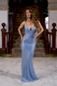 Sexy Mermaid Sleeveless Blue Floor Length Prom Dress