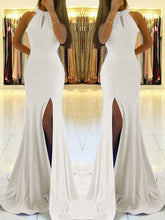 Sheath Halter Sleeveless With Ruffles Stretch Crepe Prom Dresses