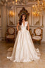 Simple Long Ivory A-line V-neck Satin Sleeveless Wedding Dresses With Train