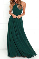 Straps Dark Green Long Bridesmaid Dress with Criss Cross Back BD076