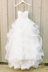 Sweetheart Ruffles Tulle A-line Wedding Dress Bride Gowns WD114