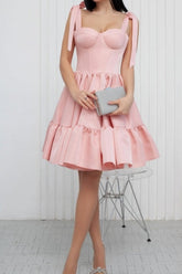 Sweetheart Short Pink Straps Simple Sleeveless Homecoming Dresses