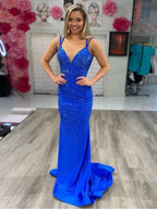 Marlee |Mermaid V Neck Beaded Jersey Prom Dress by KissProm
