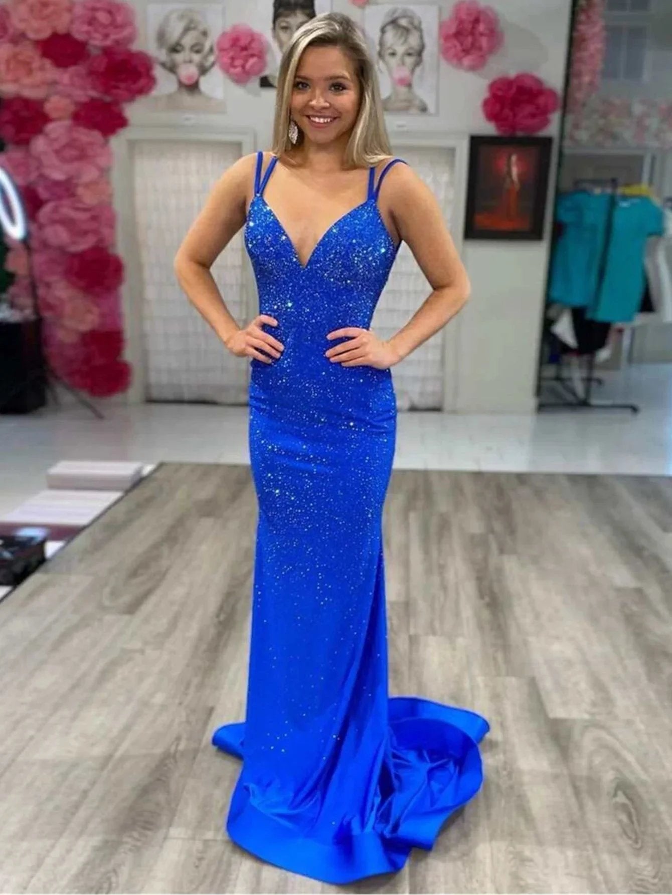 Marlee |Mermaid V Neck Beaded Jersey Prom Dress by KissProm