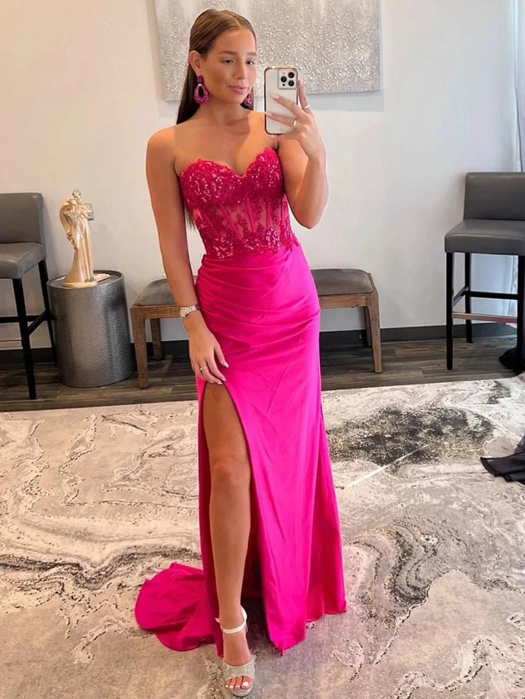 Ember |Sheath Strapless Sweetheart Long Prom Dress with Slit by KissProm