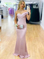 Satin Mermaid One Shoulder Purple Long Prom Dress by KissProm