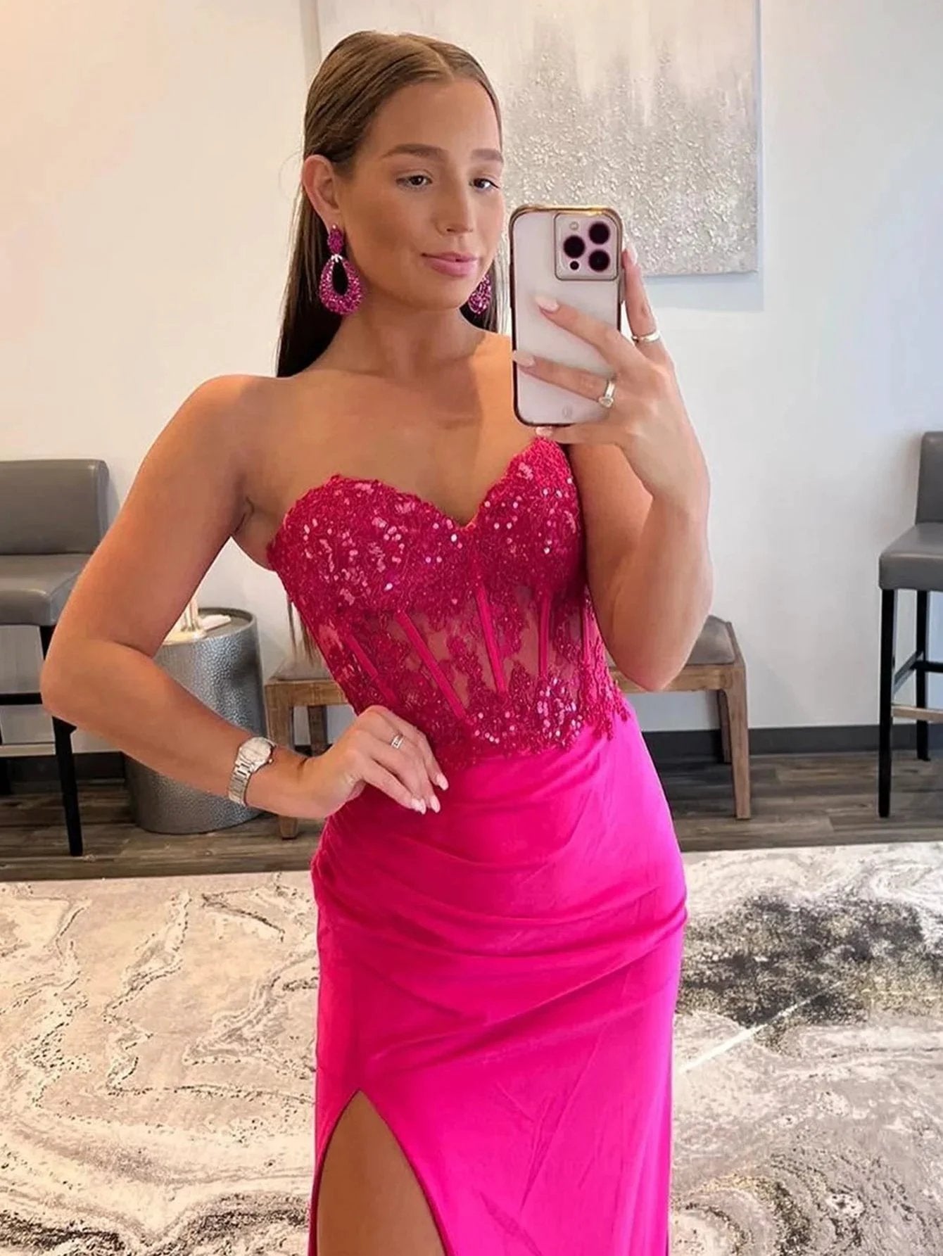 Ember |Sheath Strapless Sweetheart Long Prom Dress with Slit by KissProm