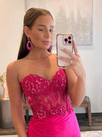 Ember |Sheath Strapless Sweetheart Long Prom Dress with Slit by KissProm