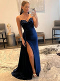 Vida |Mermaid Strapless Satin Prom Dress with Slit by KissProm