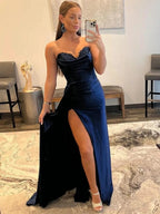 Vida |Mermaid Strapless Satin Prom Dress with Slit by KissProm