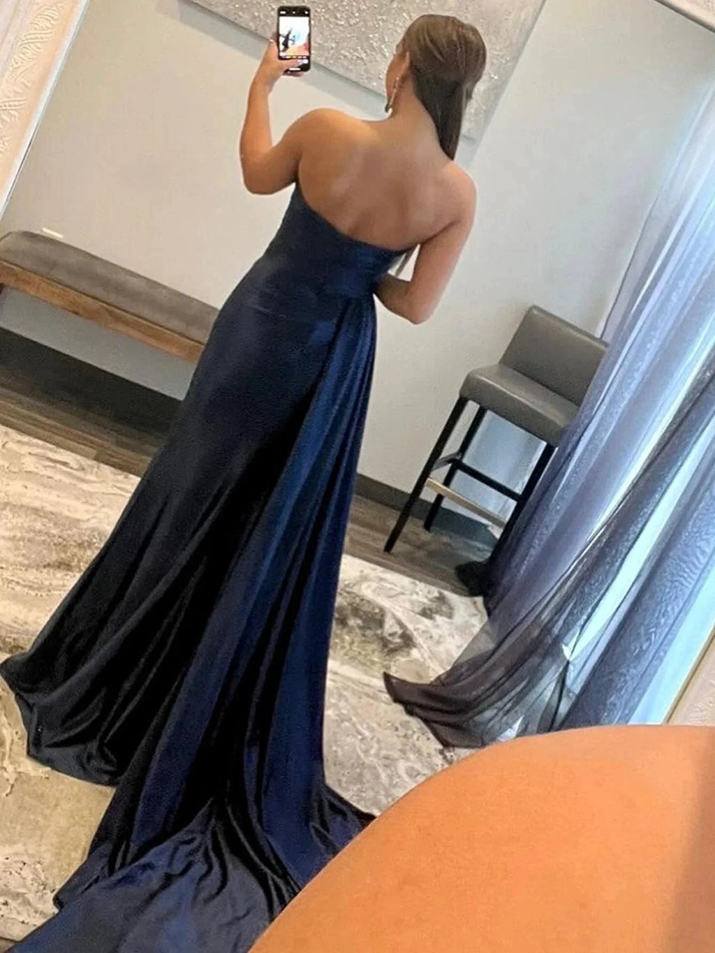 Vida |Mermaid Strapless Satin Prom Dress with Slit by KissProm