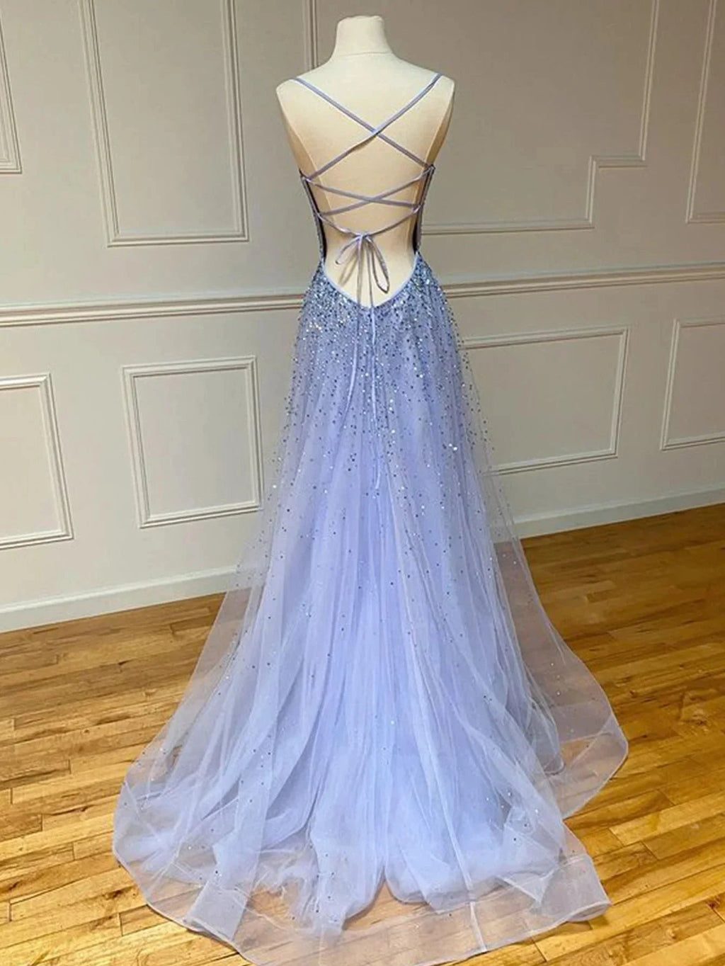 Light Blue Glitter Tulle Long Prom Dress by KissProm