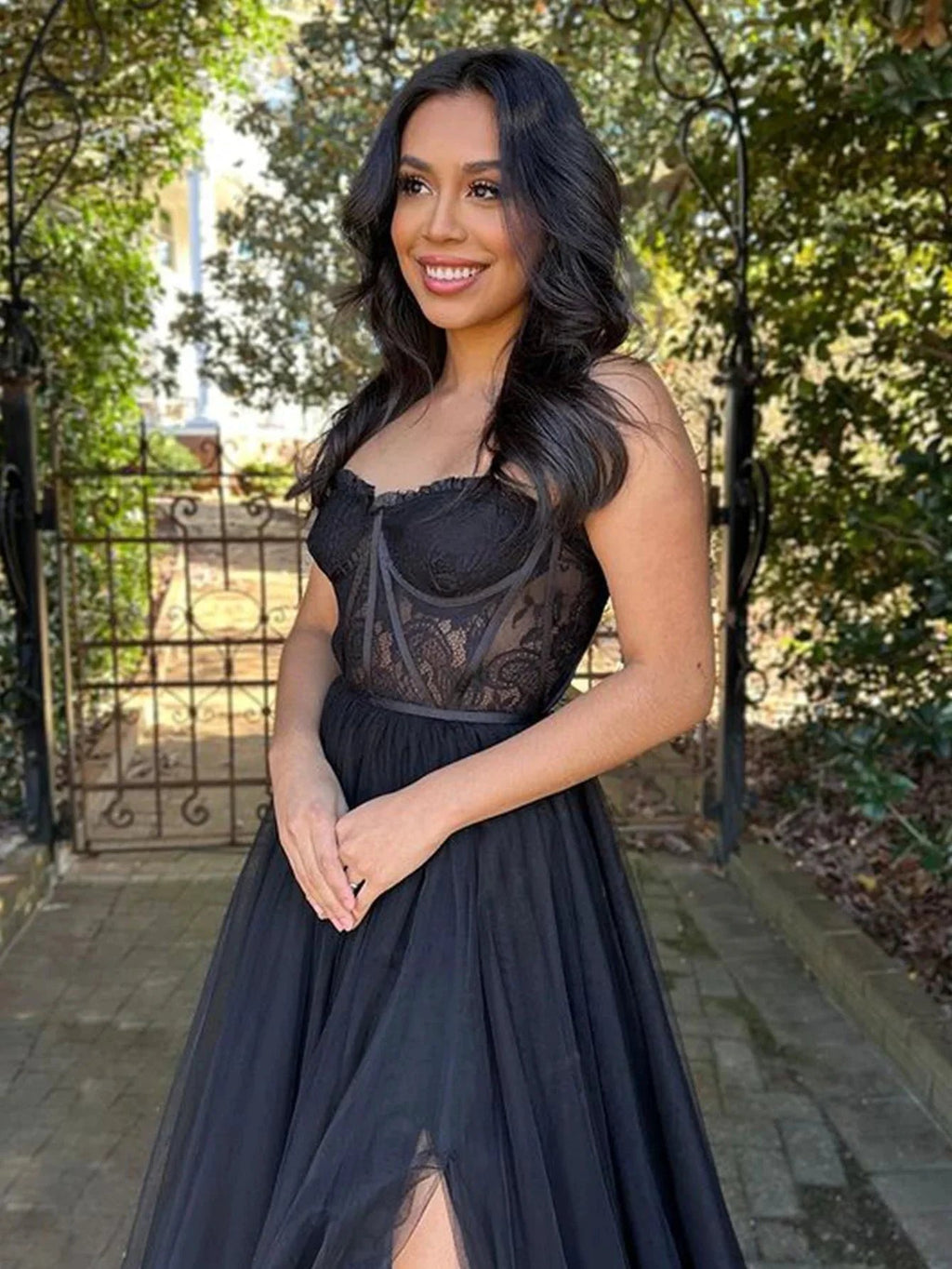 Talia |A Line Sweetheart Corset Tulle Prom Dress with Slit by KissProm