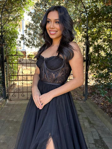 Talia | Vestido de fiesta de tul con escote en forma de corazón y abertura