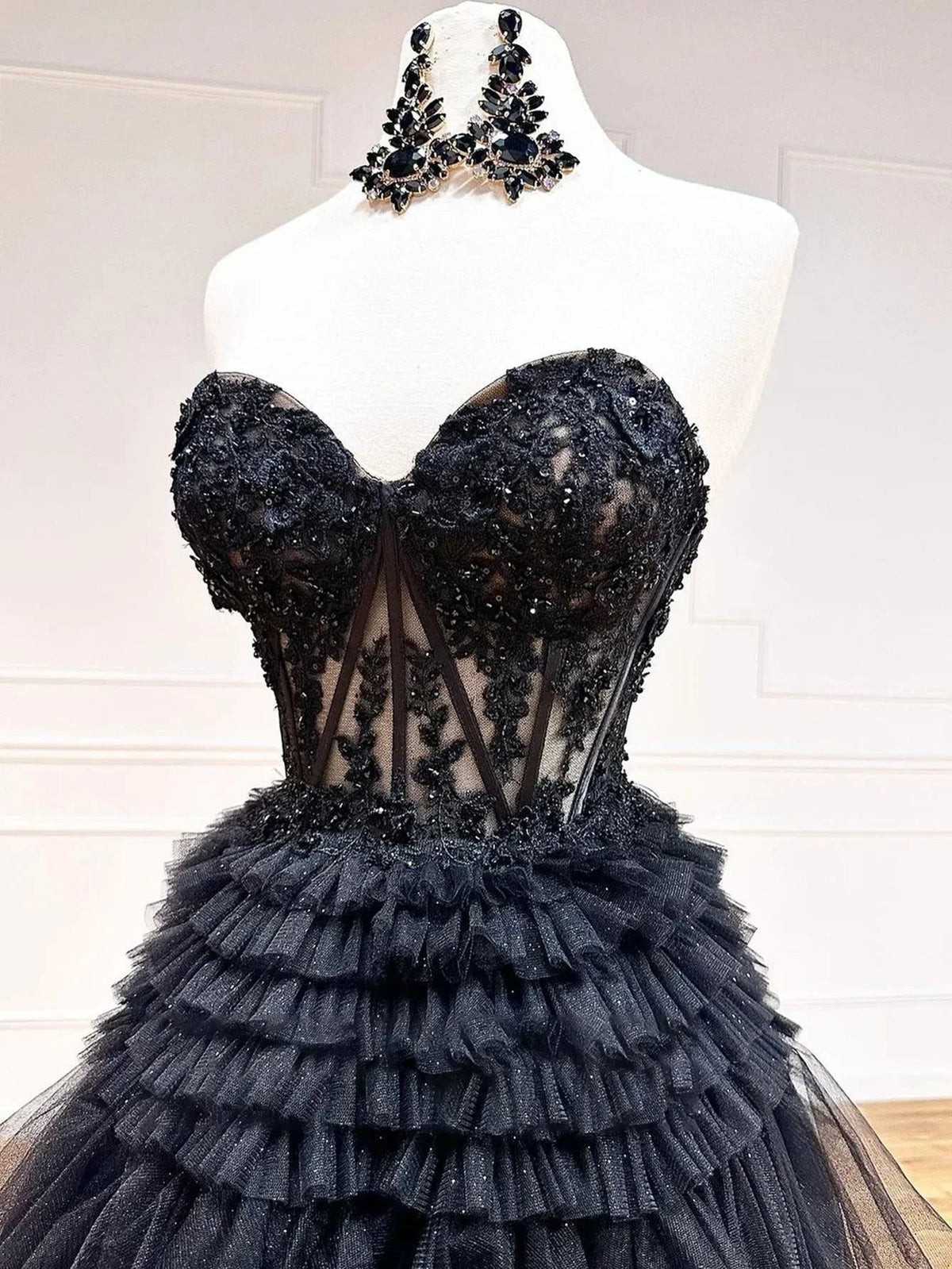 Adelyn |A-Line Sweetheart Tiered Long Tulle Prom Dress by KissProm